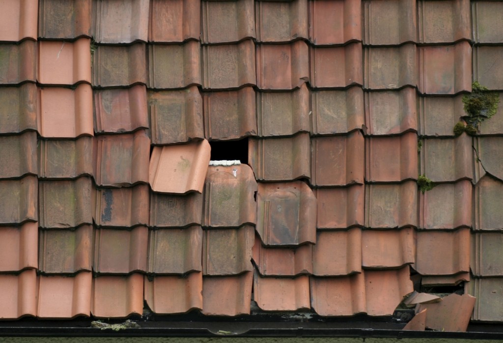 Slipped roof slates after strong winds in Cork